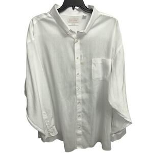 Gold Label 4XB Shirt White Luxe Linen Cotton Non-Iron Breathable Roundtree Yorke